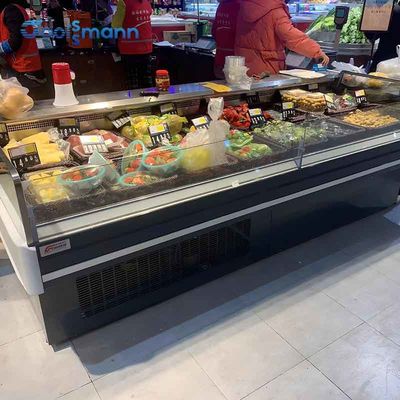 Single Temperature Meat Display Freezer Stainless Steel Food Counter Butcher Fridge