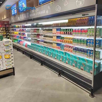 ویترین نمایشگر یخچال دار یخ زدایی خودکار، یخچال چیلر باز 1200 لیتری