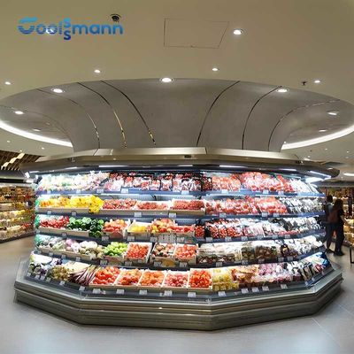 کابینت چیلر نمایش باز یخ زدایی خودکار با خنک کننده پرده هوای شب